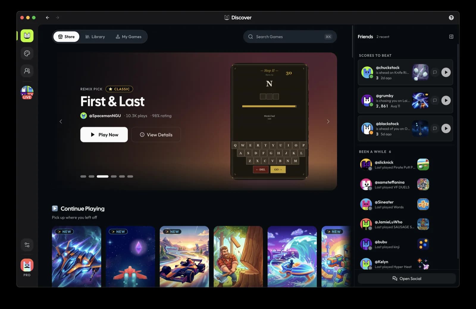 Discover storefront in Remix Desktop
